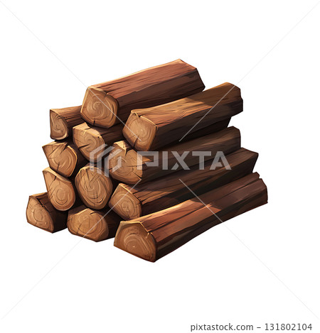 Cartoon Pile of Wood Logs Stacked on Transparent Background Cartoon Pile of Wood Logs Stacked on Transparent Background 131802104
