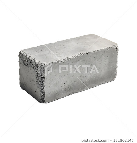 Concrete Block Isolated on White Background, Rough Texture and Shadow 131802145