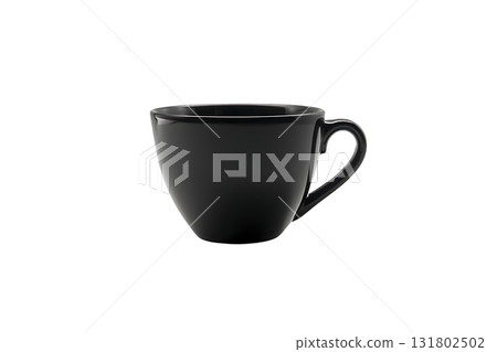 Elegant Dark Cup on White Backdrop, Shadow, Minimalist Design, Drinkware, and Glossy Finish 131802502