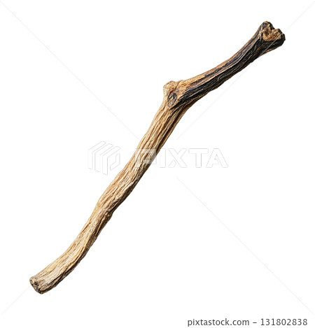 Wooden stick has textured surface against emptiness on transparent background Wooden stick has textured surface against emptiness on transparent background 131802838