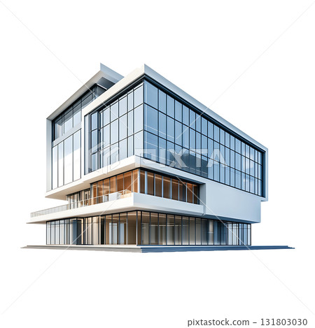Modern building shows glass facade on transparent background 131803030