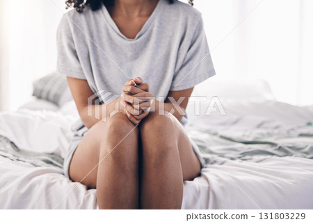 Wake up, morning and woman sitting on bed while sad with depression, anxiety or thinking. Mental health, thoughtful and girl in the bedroom for sleep with insomnia and frustrated with fatigue Wake up, morning and woman sitting on bed while sad with depression, anxiety or thinking. Mental health, thoughtful and girl in the bedroom for sleep with insomnia and frustrated with fatigue 131803229