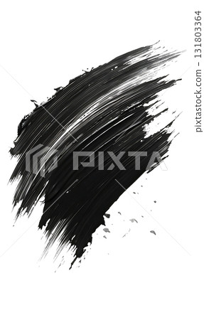 Black thick mascara stroke smudge with white background, Abstract texture, liquid smear 131803364