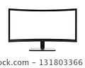 Blank Curved Monitor Mockup with Black on Transparent Background 131803366