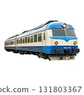 Blue and White Passenger Train, MHS 532, on White Background 131803367