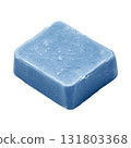 Blue square chunk shows rounded edges and a textured surface on transparent background 131803368