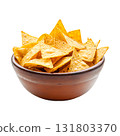 Bowl Filled with Crispy Tortilla Chips on Transparent Background 131803370