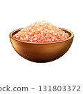 Bowl of Himalayan Pink Salt on Transparent Background, Mineral Crystals 131803372