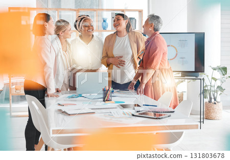 Happy, diversity or team of women in business meeting for collaboration, communication or networking in office. Motivation, strategy or group of employee for brainstorming, creative idea or planning Happy, diversity or team of women in business meeting for collaboration, communication or networking in office. Motivation, strategy or group of employee for brainstorming, creative idea or planning 131803678