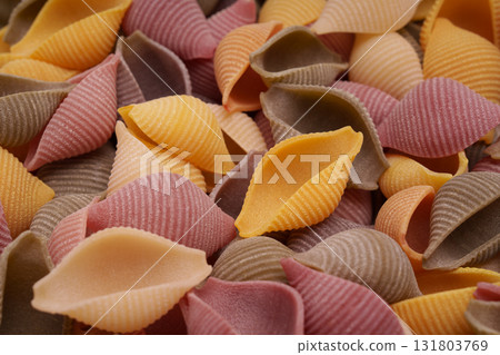 Colorful Conchiglie Pasta Close-up. 131803769