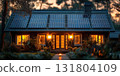 Solar panel on the roof of a private house, renewable alternative technology green energy. 131804109