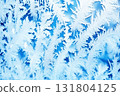 Frosty winter background of snowflakes on glass, christmas new year texture natural blue. 131804125