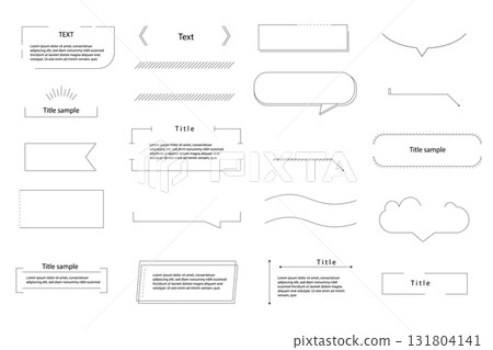 Text box callout text frame, border. Line simple set empty template for title, divider line design element. Banner, comic ribbon label element. Text box callout text frame, border. Line simple set empty template for title, divider line design element. Banner, comic ribbon label element. 131804141