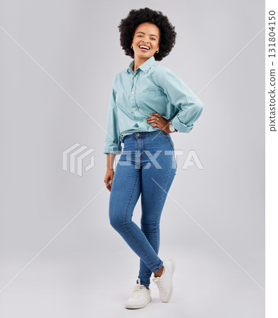 Fashion, happy and portrait of black woman in studio with smile, confidence and happiness on white background. Business, success mockup and isolated girl with positive mindset, empowerment and pride Fashion, happy and portrait of black woman in studio with smile, confidence and happiness on white background. Business, success mockup and isolated girl with positive mindset, empowerment and pride 131804150