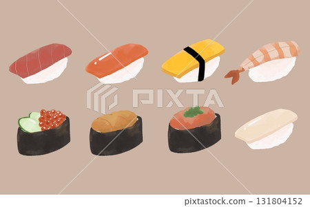 各種壽司的插圖 131804152