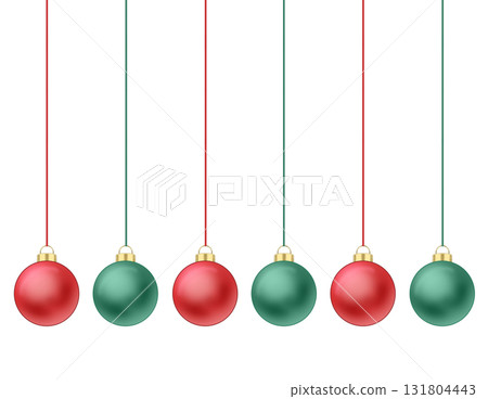 紅色和綠色聖誕球排成一排的插圖 紅色和綠色聖誕球排成一排的插圖 131804443