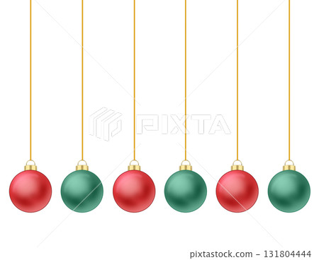 紅色和綠色聖誕球排成一排的插圖 紅色和綠色聖誕球排成一排的插圖 131804444