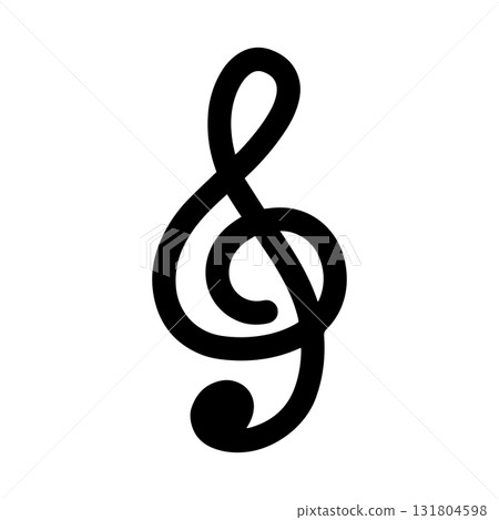 Treble clef silhouette illustration / monochrome music symbols / minimalist design material 131804598