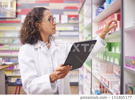 Pharmacy medicine, tablet and pharmacist woman for product management, stock research and inventory. Digital technology, retail logistics and expert, healthcare doctor or person on ecommerce software Pharmacy medicine, tablet and pharmacist woman for product management, stock research and inventory. Digital technology, retail logistics and expert, healthcare doctor or person on ecommerce software 131805177