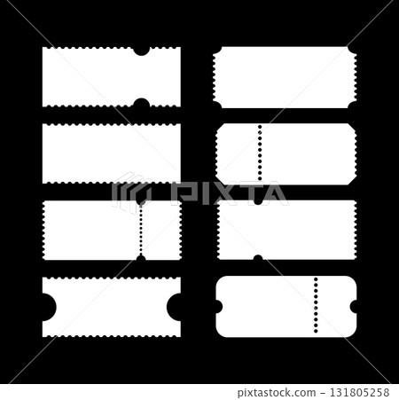 Admit one tickets simple samples. Empty flat patterns. Ticket templates for cinema, circus, theater, festival, casino, club. Boarding blanks, lottery, sale coupons icons. Blanks backgrounds mockups. Admit one tickets simple samples. Empty flat patterns. Ticket templates for cinema, circus, theater, festival, casino, club. Boarding blanks, lottery, sale coupons icons. Blanks backgrounds mockups. 131805258