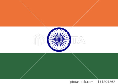 India flag. National flag of India sign, symbol. Rectangle flag of India banner, badge, sticker, background. 131805262