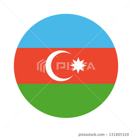 Azerbaijan flag circle icon, badge, button. National flag of Azerbaijan. Round Azerbaijan flag backdrop. 131805320