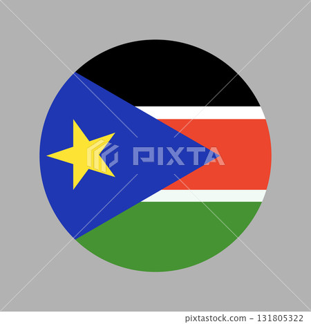 Circle flag of South Sudan. South Sudan flag round icon. National flag button, background. 131805322
