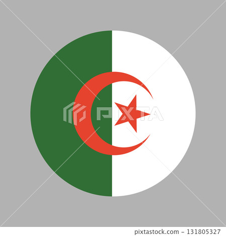 Algeria Flag circle badge. African Country flag banner. National round Algeria flag icon. 131805327