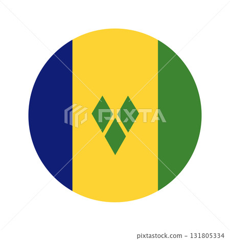 Saint Vincent and the Grenadines circle flag. National round flag of Saint Vincent and the Grenadines. Flag flat icon. Saint Vincent and the Grenadines circle flag. National round flag of Saint Vincent and the Grenadines. Flag flat icon. 131805334