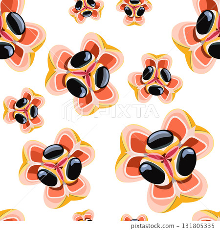 Ackee tropical fruit seamless pattern vector illustration Ackee tropical fruit seamless pattern vector illustration 131805335