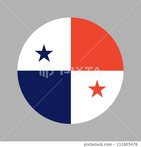 Flag of Panama rounded background. Panama flag circular icon. National flag of Panama circle badge. 131805476