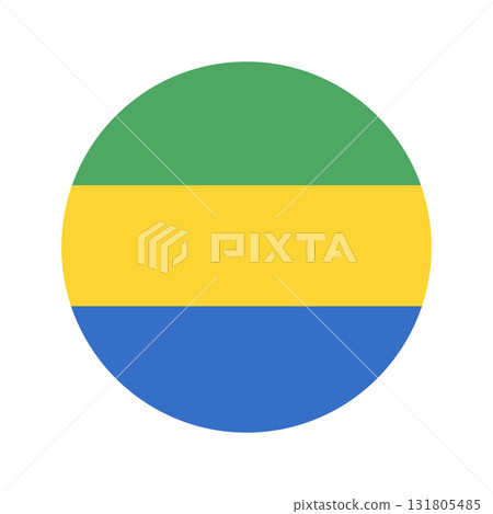 Gabon flag circle badge. National flag of Gabon round icon. Flag rounded button. Gabon flag circle badge. National flag of Gabon round icon. Flag rounded button. 131805485