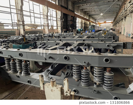 Railway Wagon Assembly Line in a High-Tech Factory 131806866
