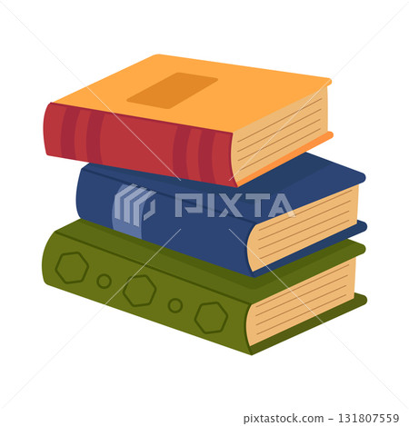 A stack of books with colorful covers. Vector illustration isolated on a white background. Flat style design A stack of books with colorful covers. Vector illustration isolated on a white background. Flat style design 131807559