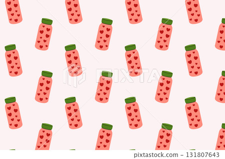 Pattern made of thermoses. Isolated white background. Flat-style vector illustration 131807643