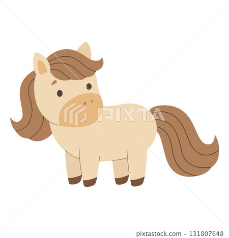 Cute cartoon horse. Symbol of year 2026. Isolated white background. Vector illustration. 131807648