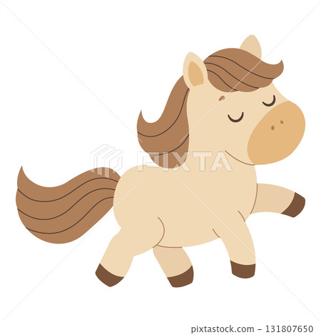 Cute cartoon horse. Symbol of year 2026. Isolated white background. Vector illustration. 131807650