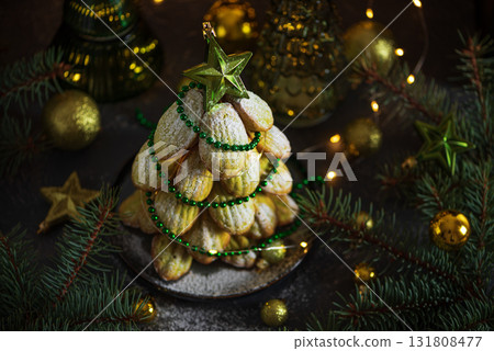 Madeleine Cookie Christmas Tree with Holiday Decor and Lights Madeleine Cookie Christmas Tree with Holiday Decor and Lights 131808477