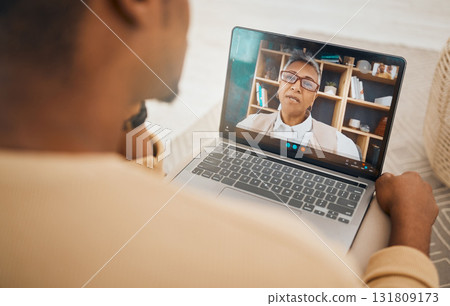 Laptop, video call and mental health with virtual counseling consultation, doctor and patient with communication Psychologist, depression and people talk of trauma and anxiety, support and trust Laptop, video call and mental health with virtual counseling consultation, doctor and patient with communication Psychologist, depression and people talk of trauma and anxiety, support and trust 131809173