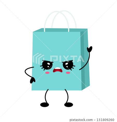 Smiling kawaii shopping bag character 131809260