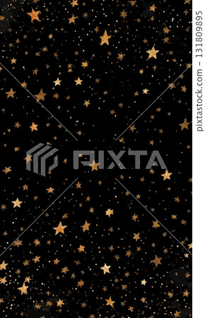 Golden Stars Twinkle Against a Dark Background, Creating a Magical Night Sky Effect for Many Designs 131809895