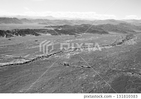 Pan-American Highway seen from above Nazca, Peru, South America 131810383