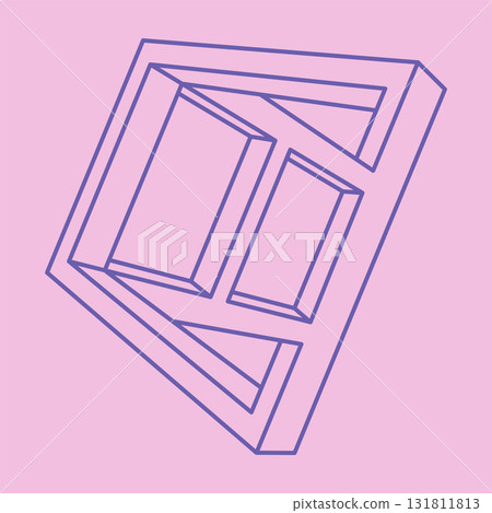 Impossible shapes. Sacred geometry. Optical illusion figures. Abstract eternal geometric object. Impossible geometry shape on a pink background. Optical art. Impossible shapes. Sacred geometry. Optical illusion figures. Abstract eternal geometric object. Impossible geometry shape on a pink background. Optical art. 131811813