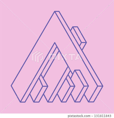 Logo. Impossible shape, optical illusion pattern, vector. Optical art object. Geometric figure. Line art. Logo. Impossible shape, optical illusion pattern, vector. Optical art object. Geometric figure. Line art. 131811843