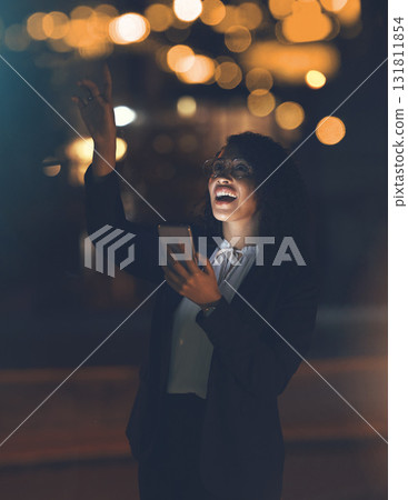 Phone, night stars and black woman outdoor checking galaxy and solar system on app. Happy, smile and young person in city pointing to star constellations at night with cellphone and web connection Phone, night stars and black woman outdoor checking galaxy and solar system on app. Happy, smile and young person in city pointing to star constellations at night with cellphone and web connection 131811854
