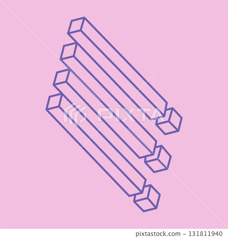 Impossible shapes. Sacred geometry. Optical illusion. Abstract eternal geometric objects. Optical art. Impossible geometry symbol on a pink background. Line art. Escher style. Impossible shapes. Sacred geometry. Optical illusion. Abstract eternal geometric objects. Optical art. Impossible geometry symbol on a pink background. Line art. Escher style. 131811940