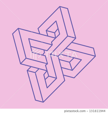 Logo. Impossible shape, optical illusion, vector. Optical art object. Geometric figure. Line art. 131811944