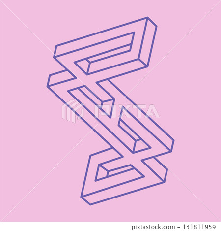 Logo. Impossible shapes, optical illusion, vector. Optical art objects. Geometric figures. Line art. Logo. Impossible shapes, optical illusion, vector. Optical art objects. Geometric figures. Line art. 131811959