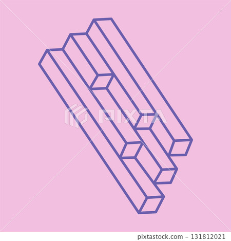 Logo. Impossible shape, optical illusion, vector. Optical art objects. Geometric figures. Line art. 131812021
