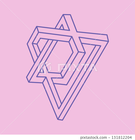 Logo. Impossible shape, optical illusion, vector. Optical art objects. Geometric figure. Line art. 131812204